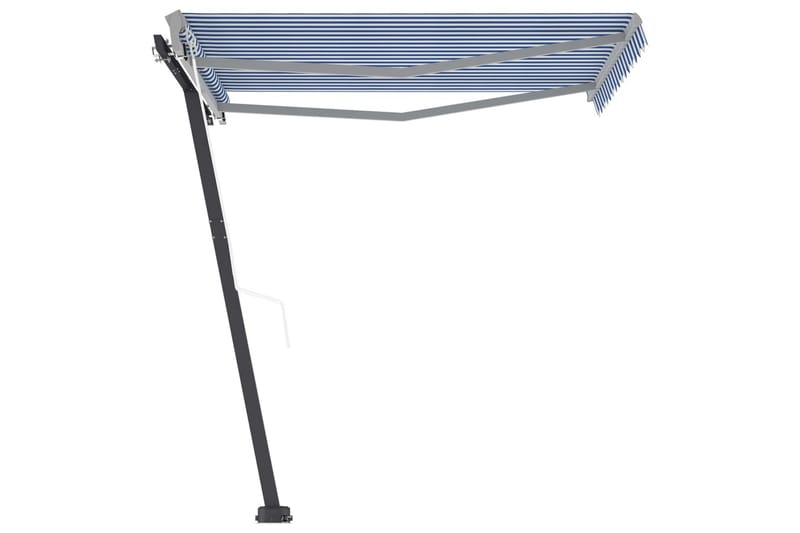 Frittstående automatisk markise 350x250 cm blå og hvit - Blå - Hagemøbler - Solbeskyttelse - Markiser - Balkongmarkise