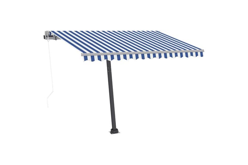 Frittstående automatisk markise 350x250 cm blå og hvit - Blå - Hagemøbler - Solbeskyttelse - Markiser - Balkongmarkise