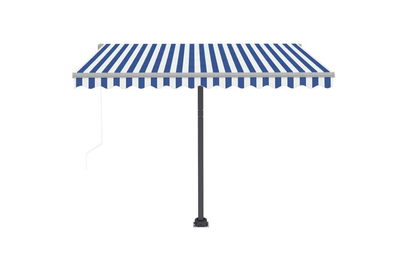 Frittstående automatisk markise 350x250 cm blå og hvit - Blå - Hagemøbler - Solbeskyttelse - Markiser - Balkongmarkise