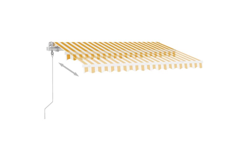 Frittstående automatisk markise 350x250 cm gul og hvit - Gul - Balkongmarkise - Markiser - Terrassemarkise
