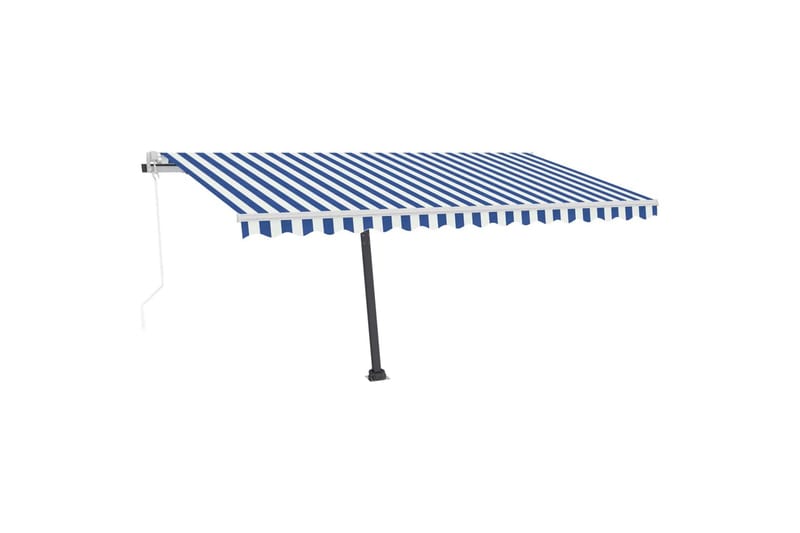 Frittstående automatisk markise 400x300 cm blå/hvit - Blå - Hagemøbler - Solbeskyttelse - Markiser - Balkongmarkise