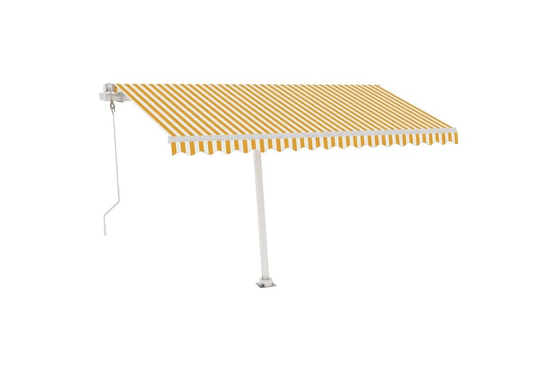 Frittstående automatisk markise 400x300cm gul og hvit - Gul - Balkongmarkise - Markiser - Terrassemarkise