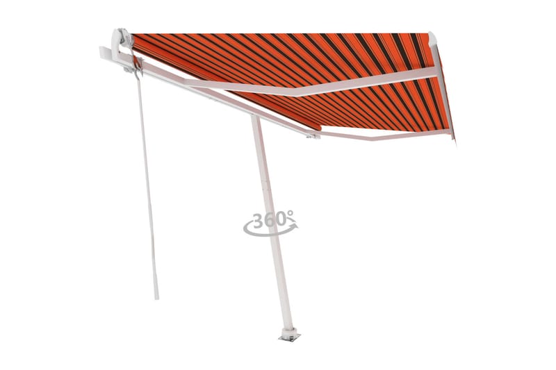 Frittstående automatisk markise 400x300cm oransje og brun - Oransj - Balkongmarkise - Markiser - Terrassemarkise
