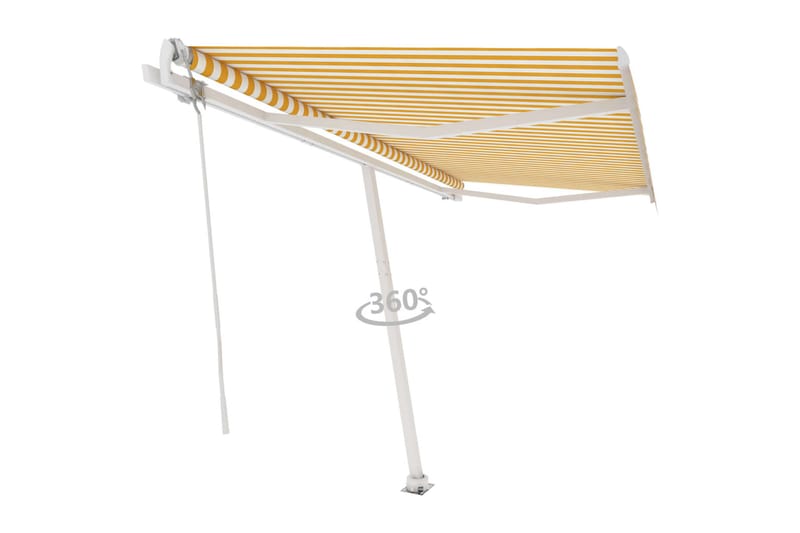 Frittstående automatisk markise 400x350cm gul og hvit - Gul - Hagemøbler - Solbeskyttelse - Markiser - Balkongmarkise