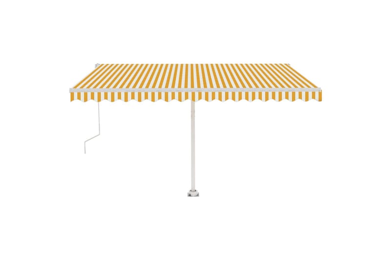 Frittstående automatisk markise 400x350cm gul og hvit - Gul - Hagemøbler - Solbeskyttelse - Markiser - Balkongmarkise