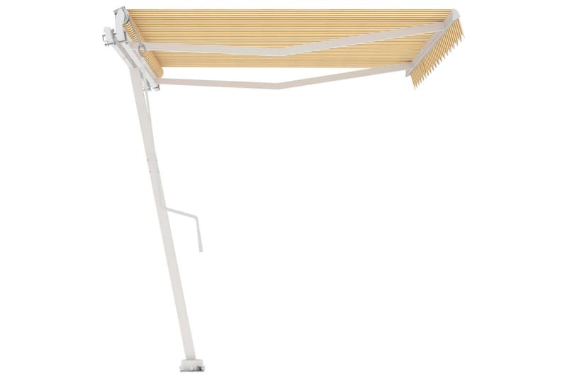 Frittstående automatisk markise 400x350cm gul og hvit - Gul - Hagemøbler - Solbeskyttelse - Markiser - Balkongmarkise