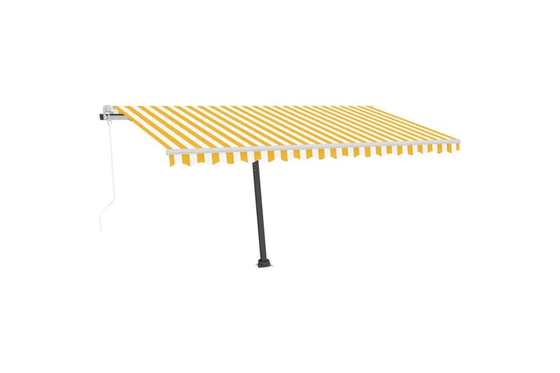 Frittstående automatisk markise 450x300 cm gul/hvit - Gul - Balkongmarkise - Markiser - Terrassemarkise