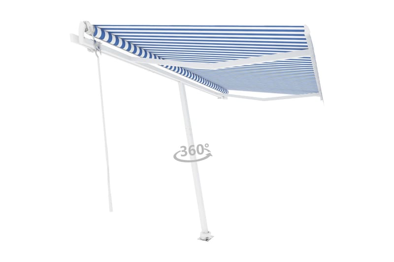 Frittstående automatisk markise 450x300cm blå og hvit - Blå - Hagemøbler - Solbeskyttelse - Markiser - Balkongmarkise