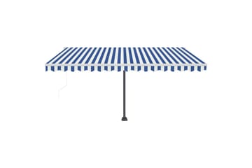 Frittstående automatisk markise 450x350 cm blå/hvit - Blå - Hagemøbler - Solbeskyttelse - Markiser - Balkongmarkise