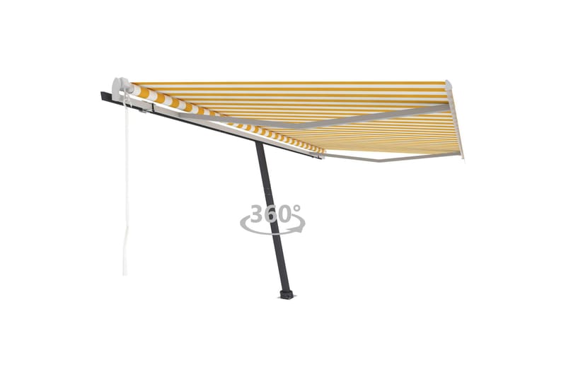 Frittstående automatisk markise 450x350 cm gul/hvit - Gul - Hagemøbler - Solbeskyttelse - Markiser - Balkongmarkise