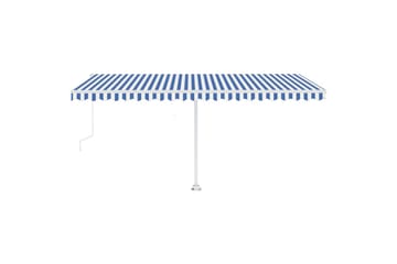 Frittstående automatisk markise 500x300cm blå og hvit - Blå - Hagemøbler - Solbeskyttelse - Markiser - Balkongmarkise
