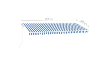 Frittstående automatisk markise 500x300cm blå og hvit - Blå - Hagemøbler - Solbeskyttelse - Markiser - Balkongmarkise