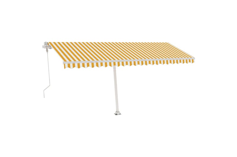 Frittstående automatisk markise 500x300cm gul og hvit - Gul - Hagemøbler - Solbeskyttelse - Markiser - Balkongmarkise