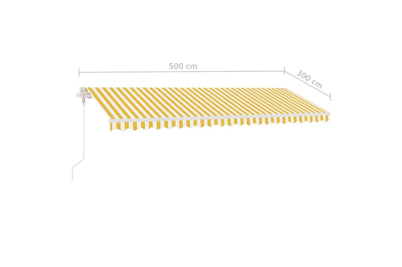 Frittstående automatisk markise 500x300cm gul og hvit - Gul - Hagemøbler - Solbeskyttelse - Markiser - Balkongmarkise