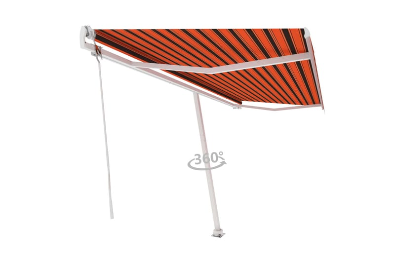 Frittstående automatisk markise 500x300cm oransje og brun - Oransj - Balkongmarkise - Markiser - Terrassemarkise