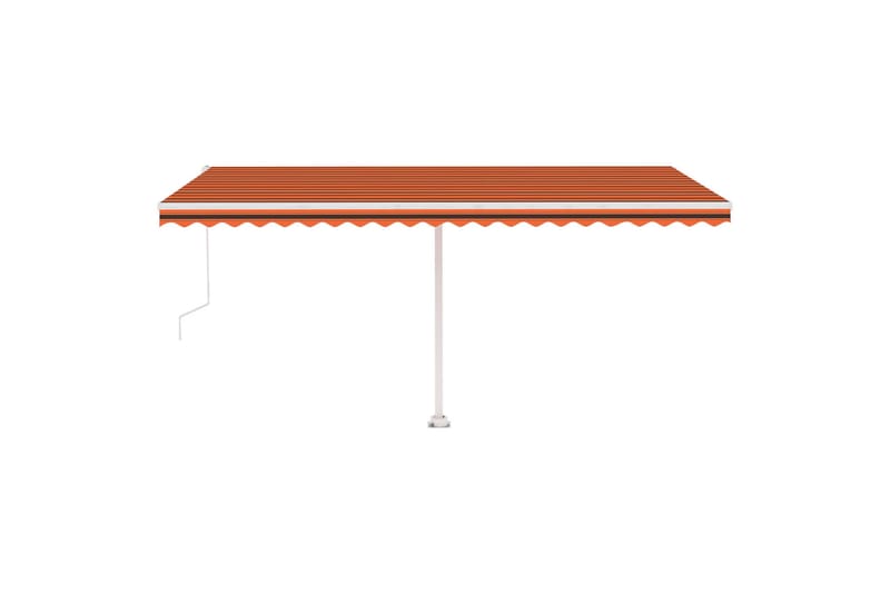 Frittstående automatisk markise 500x300cm oransje og brun - Oransj - Balkongmarkise - Markiser - Terrassemarkise