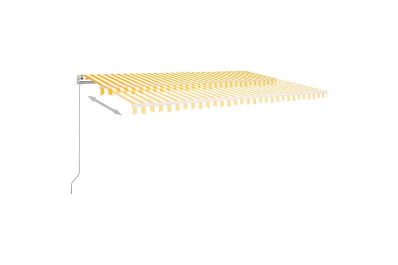 Frittstående automatisk markise 500x350 cm gul/hvit - Gul - Balkongmarkise - Markiser - Terrassemarkise