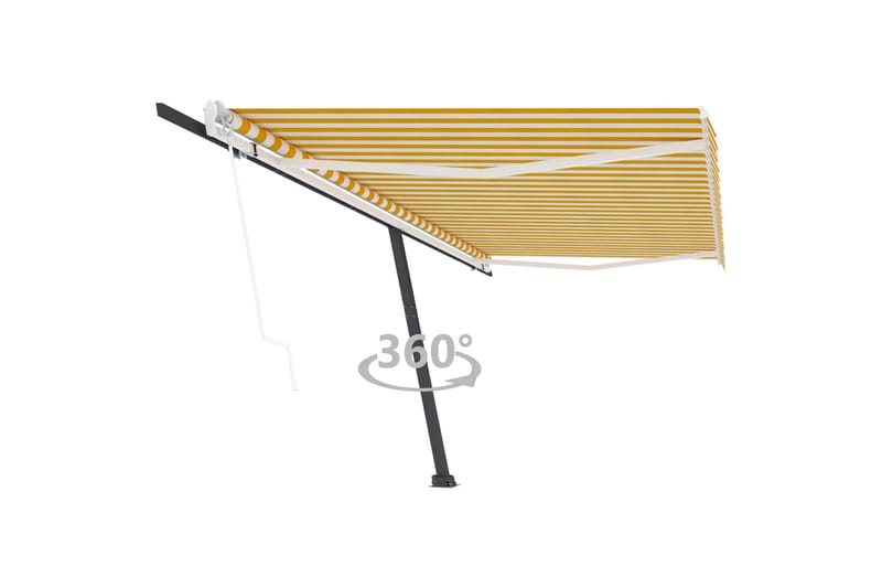 Frittstående automatisk markise 500x350 cm gul/hvit - Gul - Hagemøbler - Solbeskyttelse - Markiser - Balkongmarkise