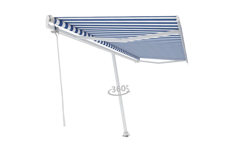 Frittstående automatisk markise 500x350cm blå og hvit - Blå - Hagemøbler - Solbeskyttelse - Markiser - Balkongmarkise