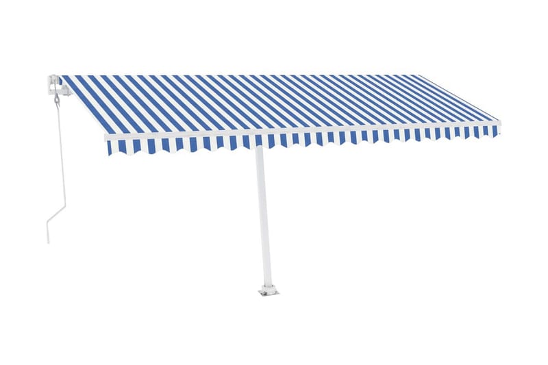 Frittstående automatisk markise 500x350cm blå og hvit - Blå - Hagemøbler - Solbeskyttelse - Markiser - Balkongmarkise