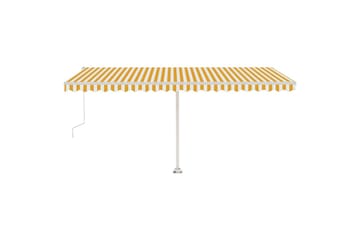 Frittstående automatisk markise 500x350cm gul og hvit - Gul - Hagemøbler - Solbeskyttelse - Markiser - Balkongmarkise