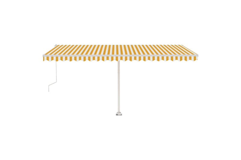Frittstående automatisk markise 500x350cm gul og hvit - Gul - Hagemøbler - Solbeskyttelse - Markiser - Balkongmarkise