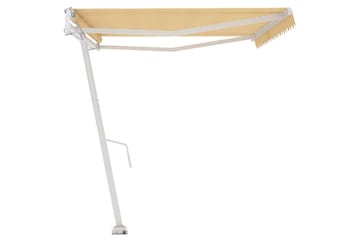 Frittstående automatisk markise 500x350cm gul og hvit - Gul - Hagemøbler - Solbeskyttelse - Markiser - Balkongmarkise