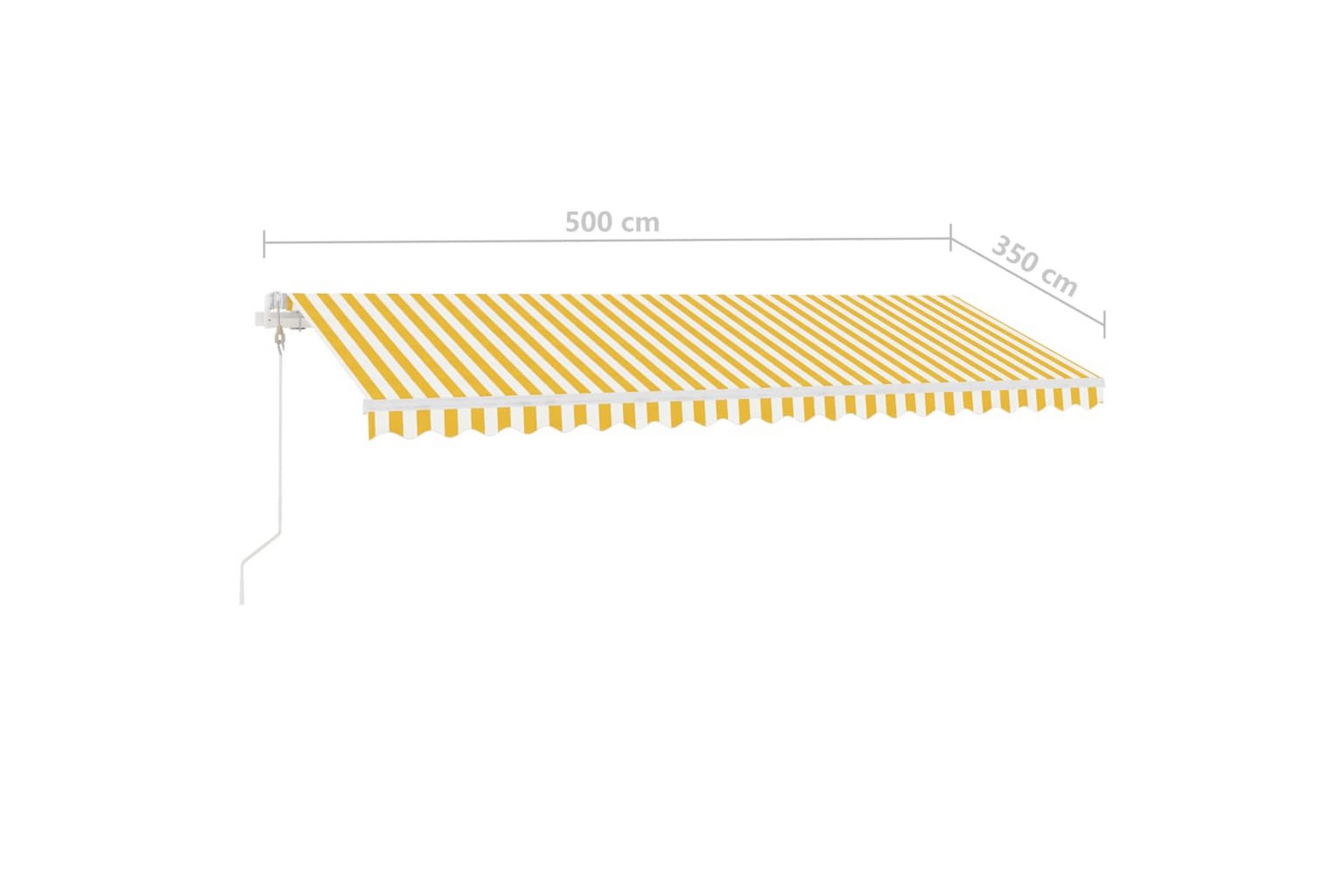 Frittstående automatisk markise 500x350cm gul og hvit - Gul - Hagemøbler - Solbeskyttelse - Markiser - Balkongmarkise