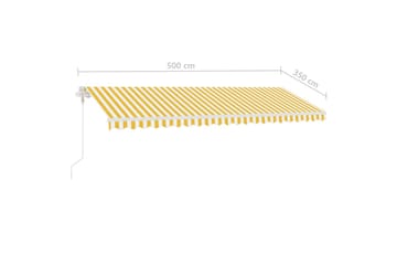 Frittstående automatisk markise 500x350cm gul og hvit - Gul - Hagemøbler - Solbeskyttelse - Markiser - Balkongmarkise