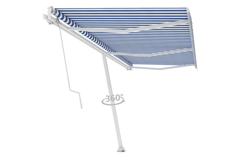 Frittstående automatisk markise 600x300 cm blå og hvit - Blå - Hagemøbler - Solbeskyttelse - Markiser - Balkongmarkise