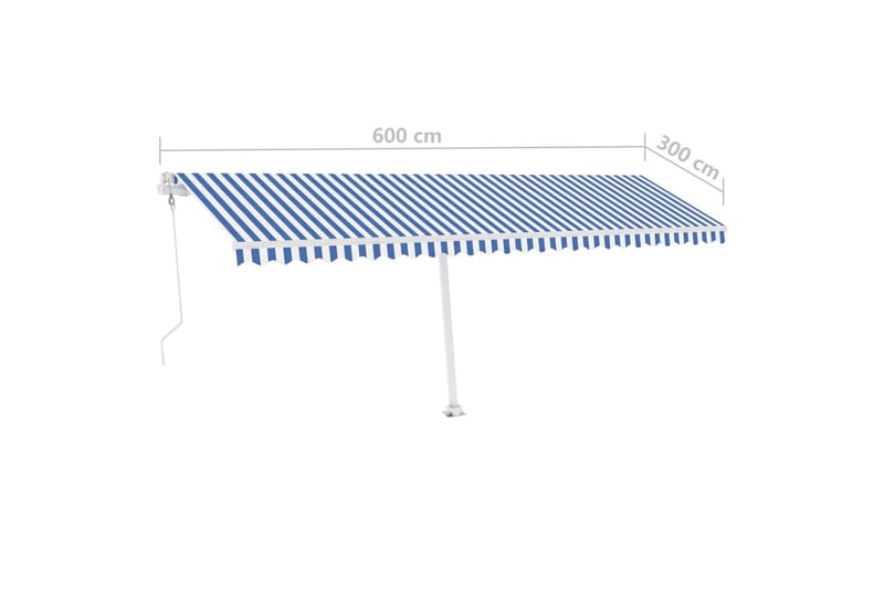Frittstående automatisk markise 600x300 cm blå og hvit - Blå - Balkongmarkise - Markiser - Terrassemarkise