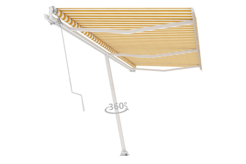 Frittstående automatisk markise 600x300 cm gul og hvit - Gul - Balkongmarkise - Markiser - Terrassemarkise