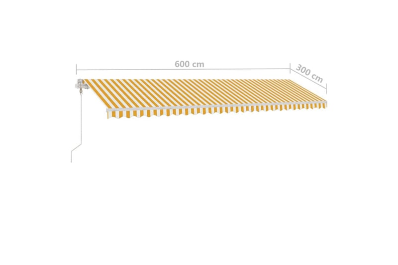 Frittstående automatisk markise 600x300 cm gul og hvit - Gul - Balkongmarkise - Markiser - Terrassemarkise