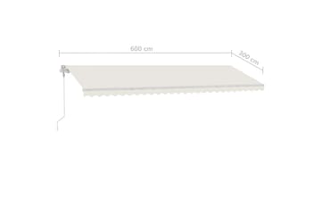 Frittstående automatisk markise 600x300 cm kremhvit - Krem - Hagemøbler - Solbeskyttelse - Markiser - Balkongmarkise