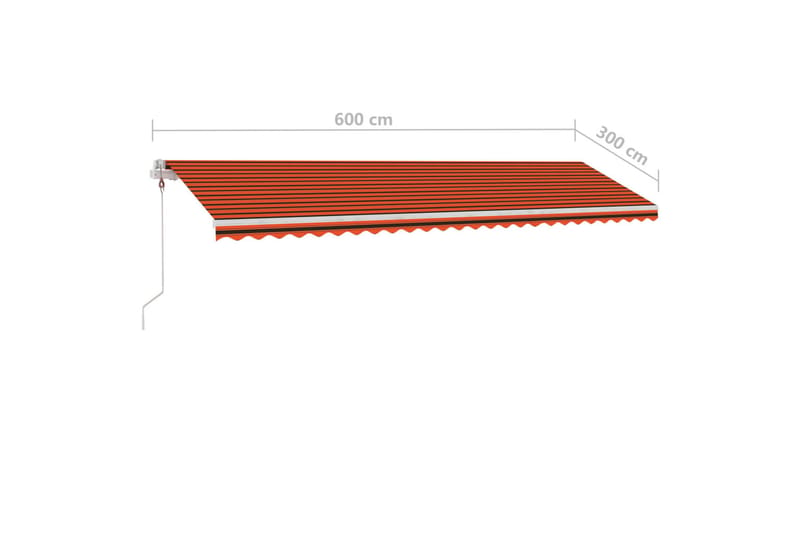 Frittstående automatisk markise 600x300 cm oransje og brun - Oransj - Hagemøbler - Solbeskyttelse - Markiser - Balkongmarkise