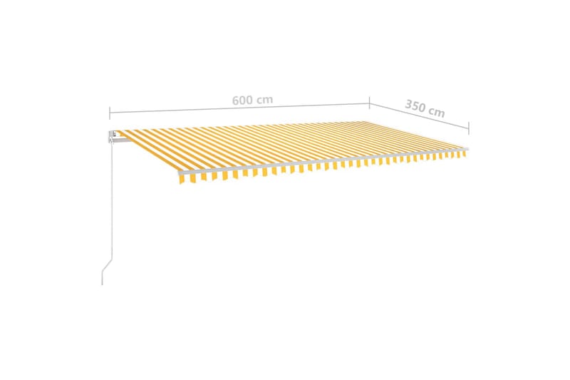 Frittstående automatisk markise 600x350 cm gul/hvit - Gul - Balkongmarkise - Markiser - Terrassemarkise