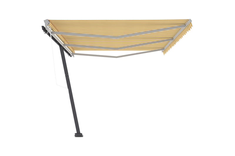 Frittstående automatisk markise 600x350 cm gul/hvit - Gul - Hagemøbler - Solbeskyttelse - Markiser - Balkongmarkise