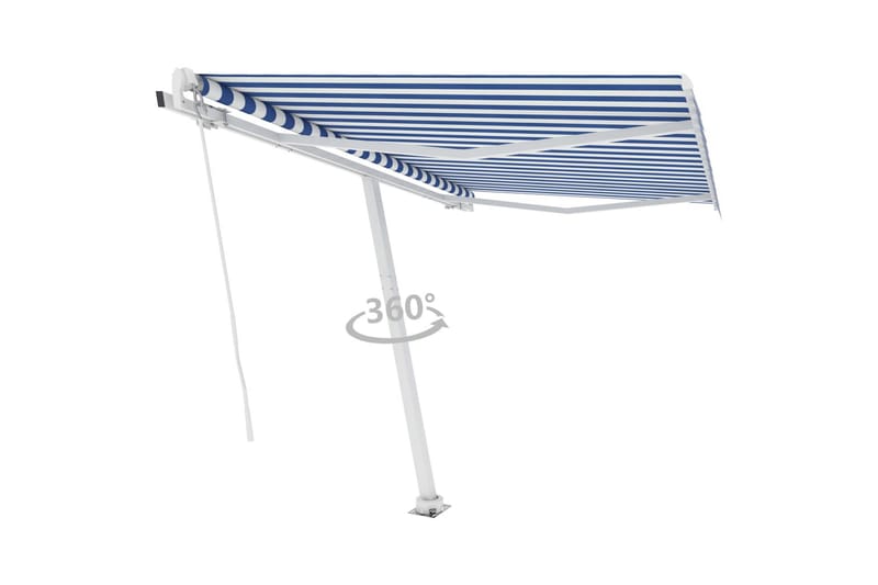 Frittstående manuell uttrekkbar markise 300x250 cm - Blå - Hagemøbler - Solbeskyttelse - Markiser - Balkongmarkise