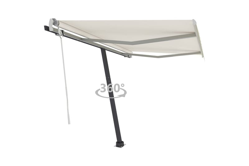 Frittstående manuell uttrekkbar markise 300x250 cm kremhvit - Krem - Hagemøbler - Solbeskyttelse - Markiser - Balkongmarkise