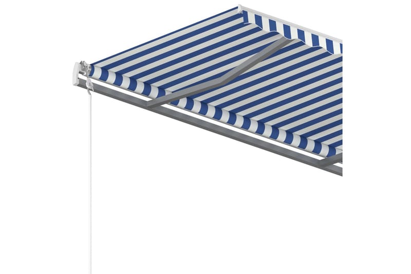 Frittstående manuell uttrekkbar markise 350x250 cm blå/hvit - Blå - Hagemøbler - Solbeskyttelse - Markiser - Balkongmarkise