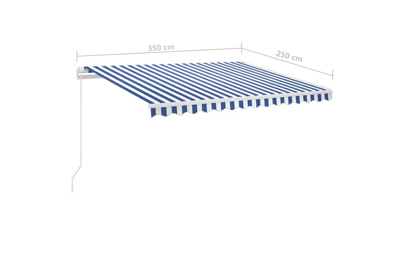 Frittstående manuell uttrekkbar markise 350x250 cm blå/hvit - Blå - Balkongmarkise - Markiser - Terrassemarkise