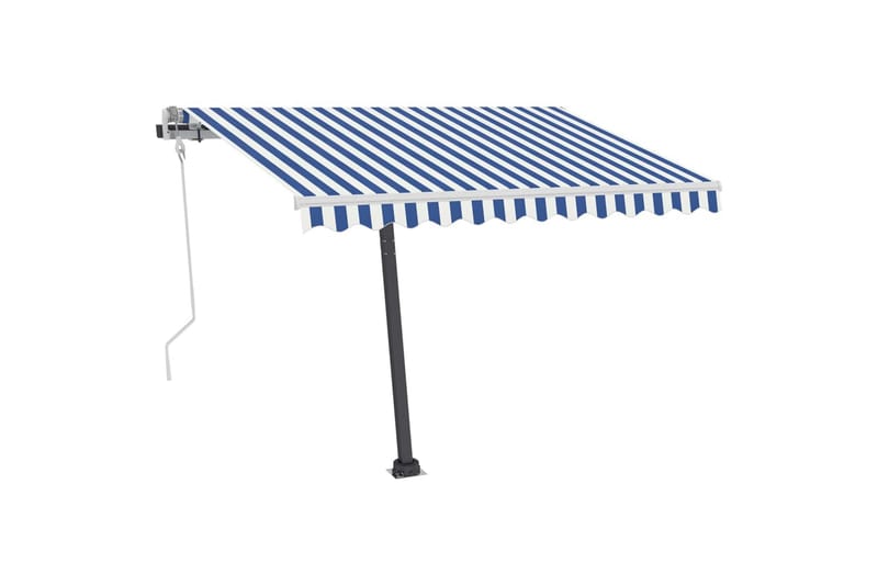 Frittstående manuell uttrekkbar markise 350x250 cm blå/hvit - Blå - Hagemøbler - Solbeskyttelse - Markiser - Balkongmarkise