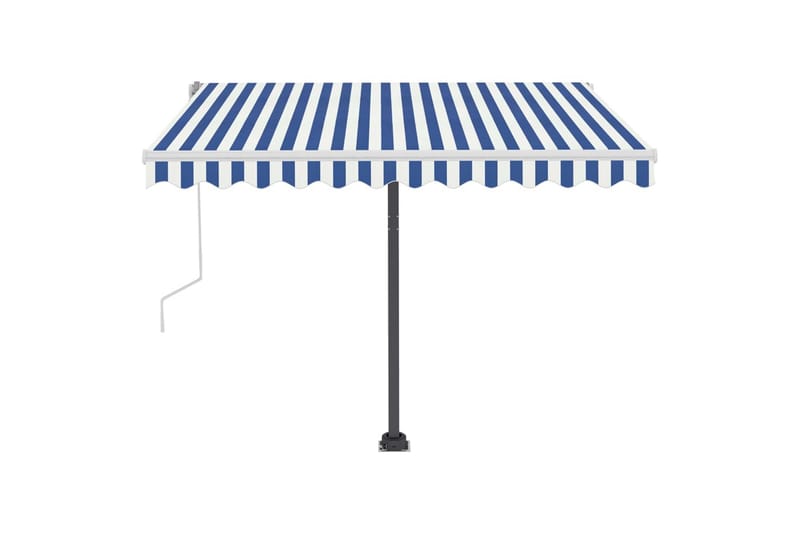 Frittstående manuell uttrekkbar markise 350x250 cm blå/hvit - Blå - Hagemøbler - Solbeskyttelse - Markiser - Balkongmarkise