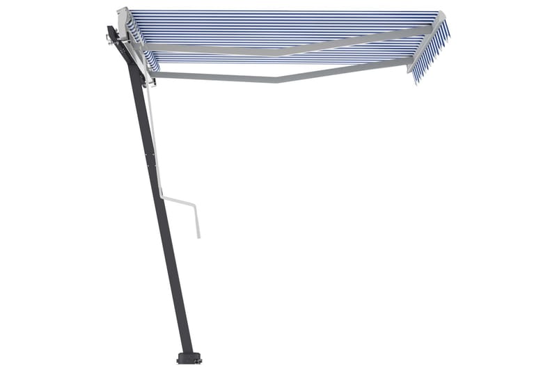 Frittstående manuell uttrekkbar markise 350x250 cm blå/hvit - Blå - Hagemøbler - Solbeskyttelse - Markiser - Balkongmarkise