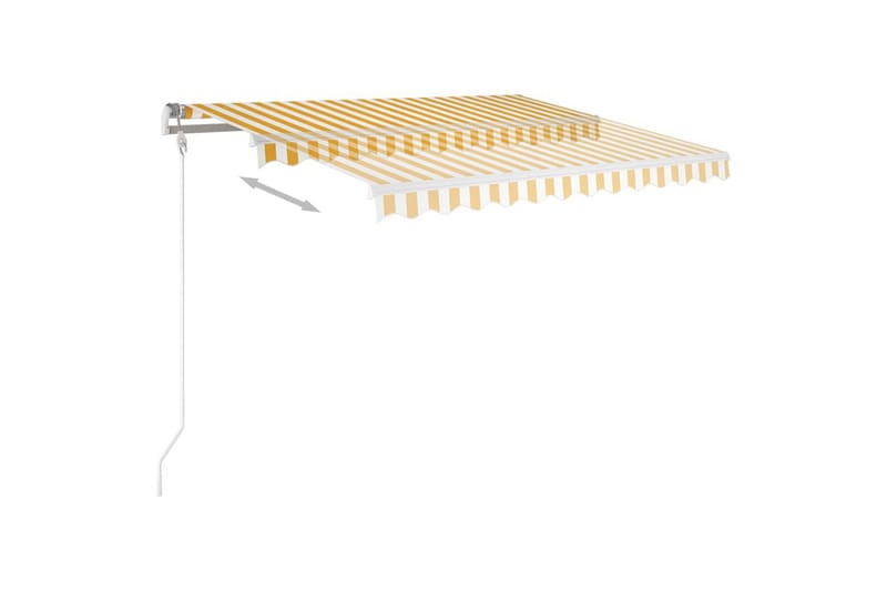 Frittstående manuell uttrekkbar markise 350x250 cm gul/hvit - Gul - Hagemøbler - Solbeskyttelse - Markiser - Balkongmarkise