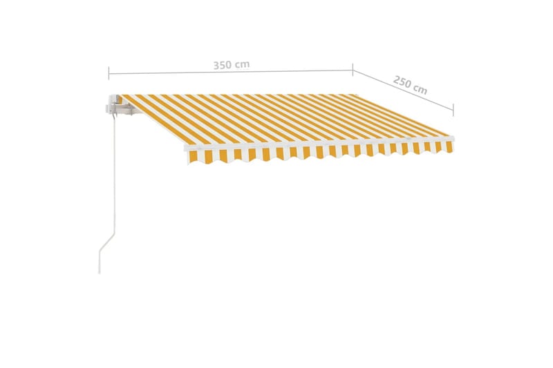 Frittstående manuell uttrekkbar markise 350x250 cm gul/hvit - Gul - Balkongmarkise - Markiser - Terrassemarkise