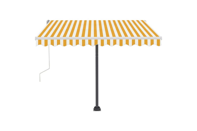 Frittstående manuell uttrekkbar markise 350x250 cm gul/hvit - Gul - Hagemøbler - Solbeskyttelse - Markiser - Balkongmarkise