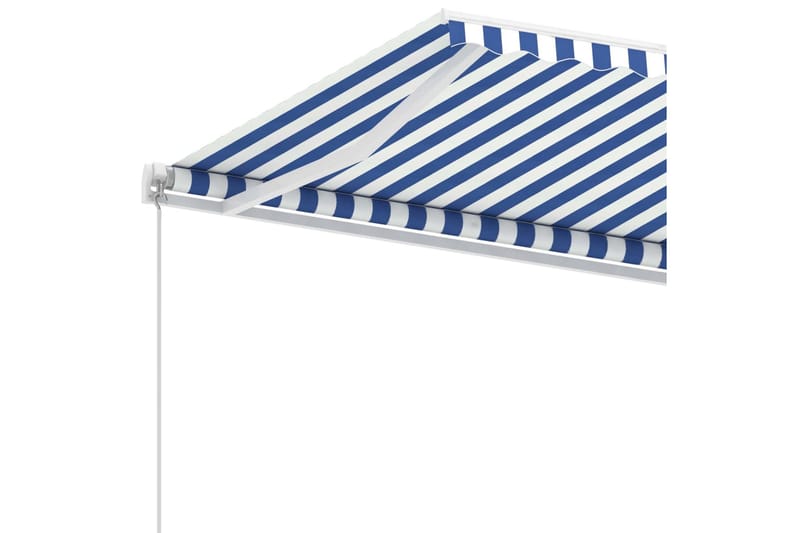 Frittstående manuell uttrekkbar markise 400x350 cm blå/hvit - Blå - Hagemøbler - Solbeskyttelse - Markiser - Balkongmarkise