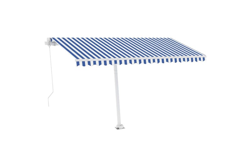 Frittstående manuell uttrekkbar markise 400x350 cm blå/hvit - Blå - Hagemøbler - Solbeskyttelse - Markiser - Balkongmarkise