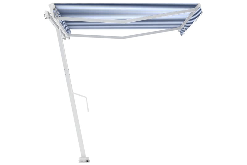 Frittstående manuell uttrekkbar markise 400x350 cm blå/hvit - Blå - Hagemøbler - Solbeskyttelse - Markiser - Balkongmarkise